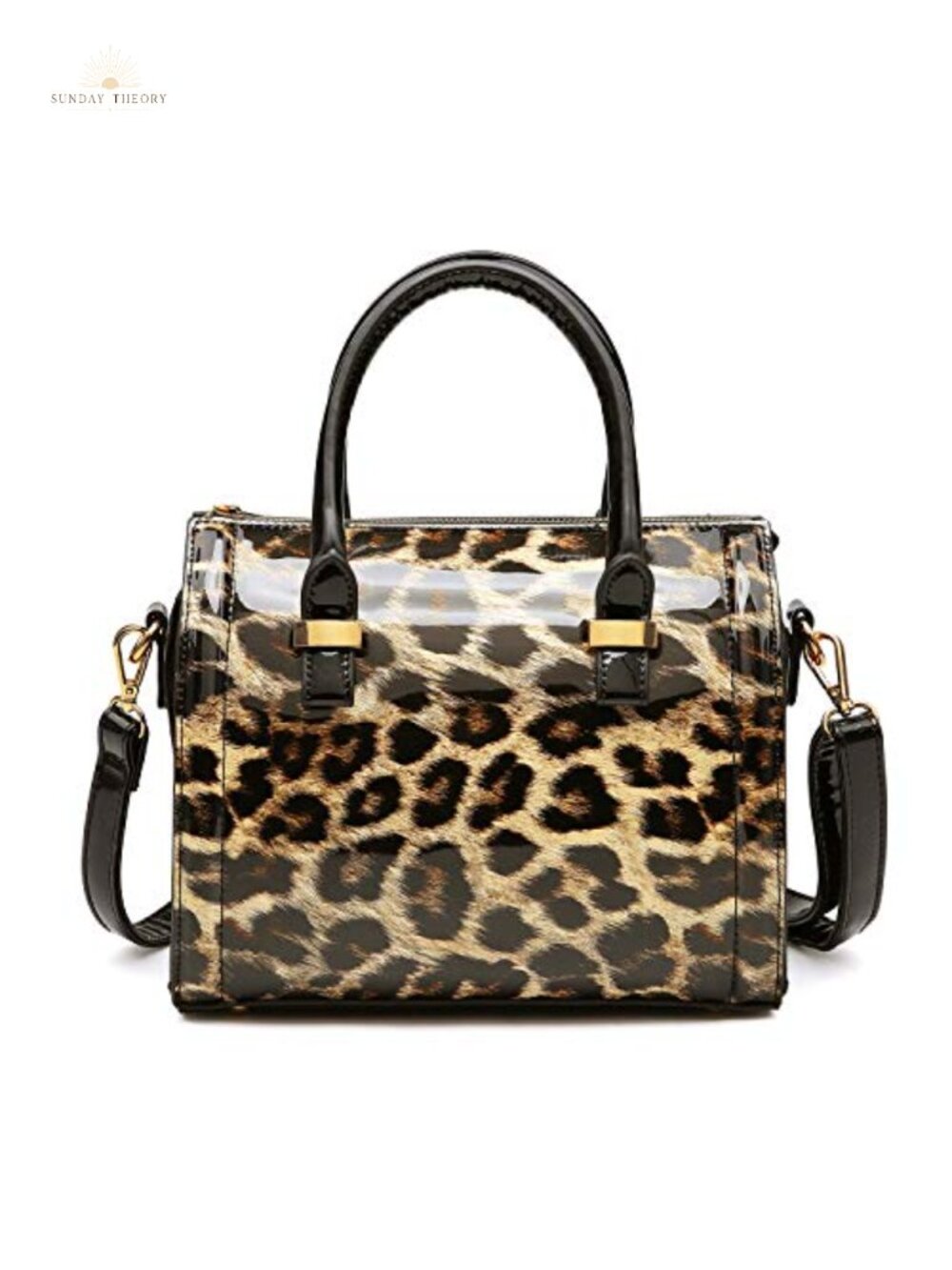 Shiny Patent Faux Leather Barrel Satchel Handbag Top Handle Shoulder Bag